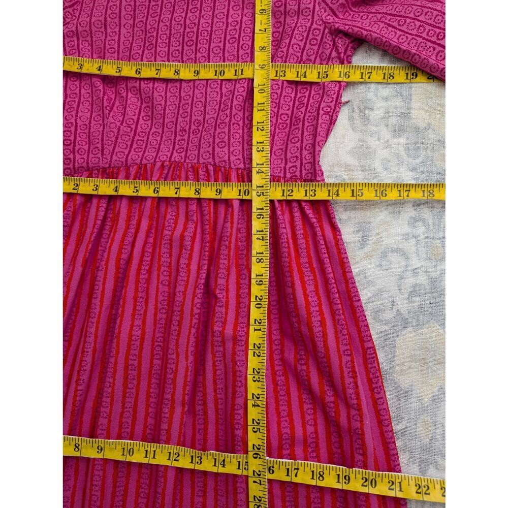 RARE Marimekko Pink Kukkaraita Design Vuokko Nurmesniemi 60s Cotton Maxi Dress - Picture 9 of 15